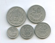 Набор монет 1, 10, 20, 50 грошей, 1 злотый (10482)