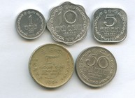 Набор 1, 5, 10, 50 центов, 5 рупий (10493)