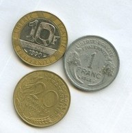 Набор 20 сантимов, 1, 10 франков (13033)