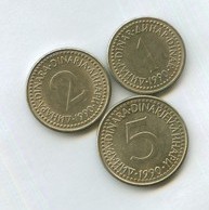 Набор 1, 2, 5 динар 1990 года (13088)