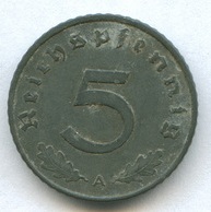 5 пфеннигов 1942 года со свастикой  (1047)   есть другие монетные дворы