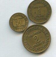 Набор 50 сантимов,1, 2 франка 1924 года (13165)